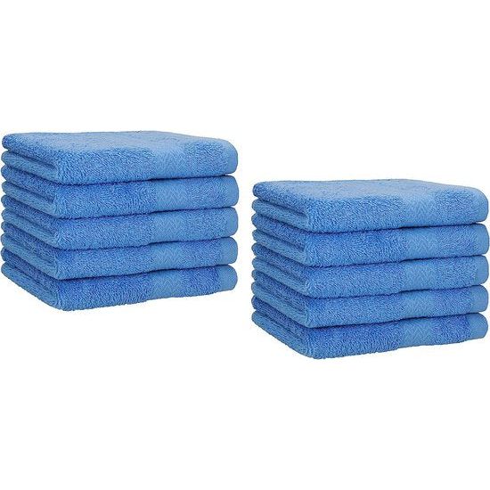 pak van 10 gastendoekjes set gastendoekjes 100% katoen maat 30 x 50 cm handdoek premium, lichtblauw, 30x50 cm