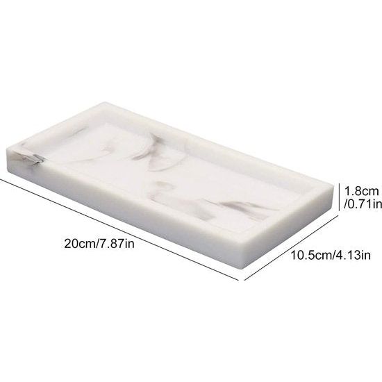 Dienblad van marmer, marmer, serveerplaat, display, badkamerdienblad, rechthoekig, hars decoratief dienblad, cosmetica-organizer, sieradenbord voor salontafel