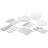 Compleet servies voor 6 personen, 18 bestek, 24 delig, Amefa, opaalglas, uniek, standaard