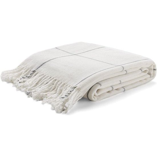 Arus - Knuffeldeken, woondeken, sprei, plaid, reisdeken, WHITE BLOCK, 100% polyacryl , 150 x 200 cm