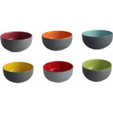 Muesli-kommen in bonte kleuren, set van 6, gekleurd, kleine snackkommen voor tapas, dessert, snackkom, kleurrijke decoratieve schalen, gekleurde keramische schalen (450 ml)