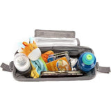 Kinderwagen organizer, buggy organizer met waterdichte regenbescherming. Grijs - witte sterren. ZONDER kinderwagen clips.