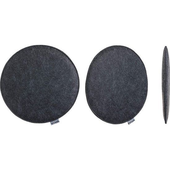 Zitkussen, vilt, rond, stoelkussen, zitkussen, gewatteerd, Ø 35 cm, voordeelverpakking van 4 stuks, antraciet