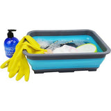 7 liter opvouwbare kuip, opvouwbare afwasbak, draagbare wastafel, ruimtebesparende kunststof wasbak (grijs/zeeblauw, 1) 7 liter opvouwbare kuip, opvouwbare afwasbak, draagbare wastafel, ruimtebesparende kunststof wasbak (grijs/zeeblauw, 1)