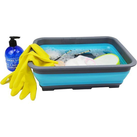 7 liter opvouwbare kuip, opvouwbare afwasbak, draagbare wastafel, ruimtebesparende kunststof wasbak (grijs/zeeblauw, 1) 7 liter opvouwbare kuip, opvouwbare afwasbak, draagbare wastafel, ruimtebesparende kunststof wasbak (grijs/zeeblauw, 1)
