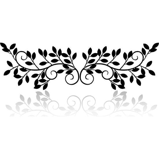 Set van 2 metalen boombladeren muurdecoratie wijnstok olijftak blad muurkunst ornament muurhangend bord voor bovendeur, woonkamer, kantoor, binnen- en buitendecoratie (zwart)