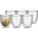 WMF - Luxe dubbelwandige cappuccino glazen - 6-delige set, dubbelwandige glazen 250 ml - zweefeffect, thermoglazen, hittebestendig theeglas, koffieglas