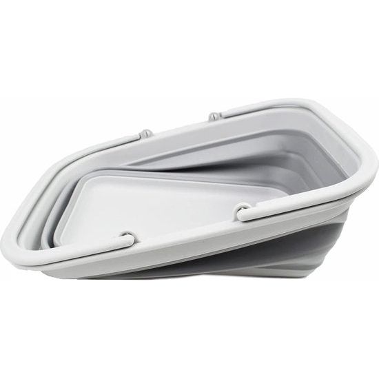 Opvouwbare kuip van 9,2 liter met handvat - Draagbare picknickmand voor buiten - Opvouwbare boodschappentas - Ruimtebesparende opslagcontainer (grijs)