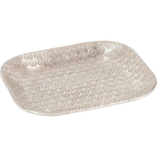 dienblad, rechthoekig, van aluminium, 28 cm groot, Janshir zilver, Scandinavisch design, decoratie