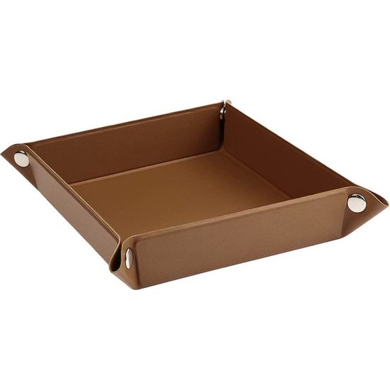 Valet Tray, Mens Women PU Leather Tray Catchall Tray Desktop Jewelry Storage Tray for Wallet Coin Phone, Key Tray for Entryway Table Bathroom, Brown
