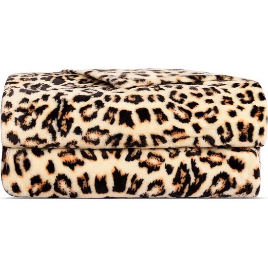 Knuffeldeken luipaarddeken met luipaardpatroon, 150 x 200 cm, fleecedeken, wollig, luipaardpatroon, zachte bankdeken, woondeken, bankdeken
