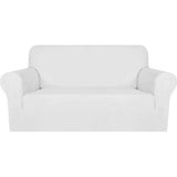 Thick fluwelen bankovertrekken, 2-zits, super stretch, antislip, loveseat-hoezen voor woonkamer, honden, kat, huisdier, pluche, liefdeszitbank, beschermhoes, elastische meubelbeschermer (2 zits, wit)