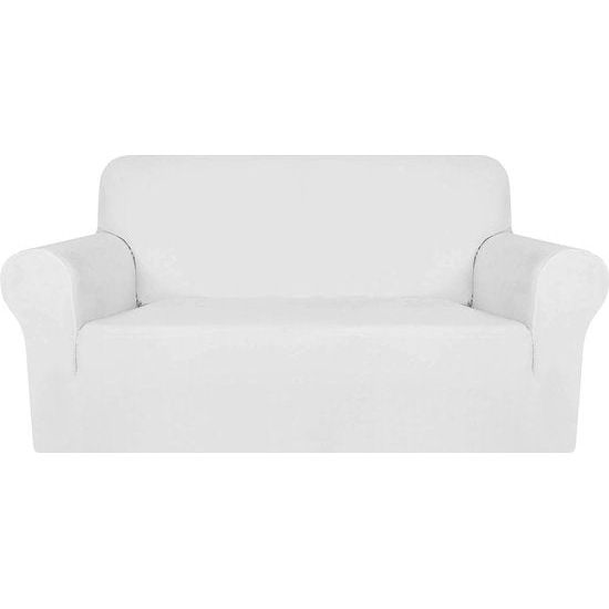 Thick fluwelen bankovertrekken, 2-zits, super stretch, antislip, loveseat-hoezen voor woonkamer, honden, kat, huisdier, pluche, liefdeszitbank, beschermhoes, elastische meubelbeschermer (2 zits, wit)