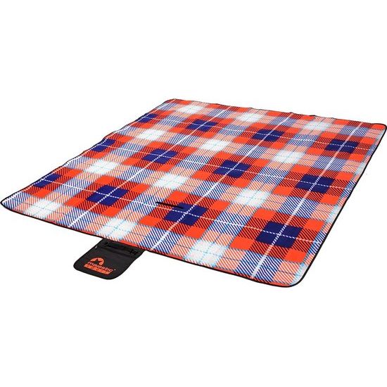 Picknickdeken, XXL, 200 x 200 cm, picknickdeken voor 4-6 personen, warmte-isolerend met waterdichte onderkant met draaggreep, opvouwbare stranddeken, campingdeken, geruit