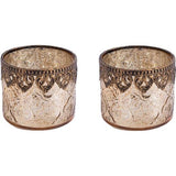 Set van 2 glazen theelichthouders kaarsglazen theelichtglazen cadeau cilindrische vorm koninklijk goud diameter 10 cm x hoogte 9 cm