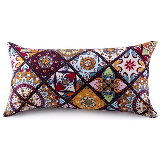 Set van 2 kussenhoezen, 40 x 80 cm, 100% katoen, kleurrijke kussensloop met ritssluiting, superzacht premium en hypoallergeen, supercomfortabele kussenhoes (Boho, Paisley)