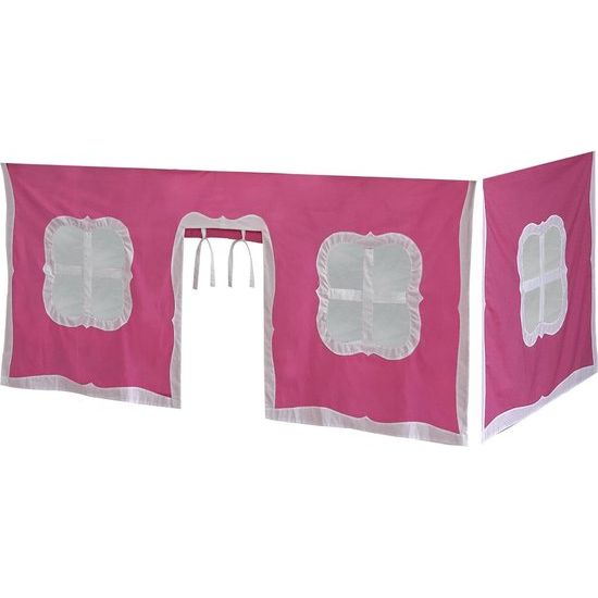 Gordijn, stof, roze en wit