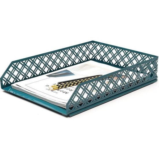 Brievenbakken, 2 stuks stapelbare papiersorteerder/bureau-organizer/dossierbak voor bureau, metalen archiefrek van gaas, kantoor, school, thuisstudie