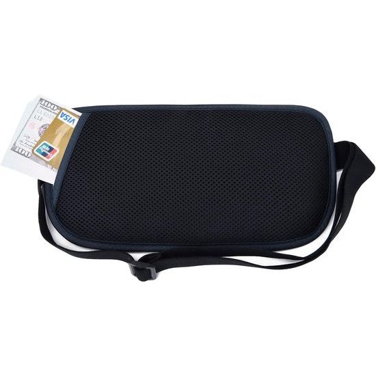 Geldriem - Paspoorthouder met RFID-blokkering, verborgen heuptasje, donkerblauw, RFID geblokkeerd en riembreedte: 2,5 cm