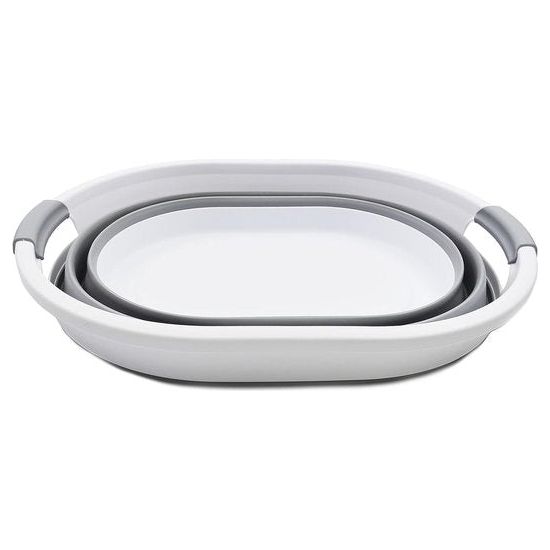 Opvouwbare kunststof wasmand, 32 liter, opvouwbare pop-up opbergbak/organizer, versleepbare wasmand, ruimtebesparende wasmand, waterinhoud: 24 l, wit/grijs