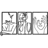 3 stuks zwarte wanddecoratie van metaal, minimalistische wanddecoratie kunst, moderne abstracte vrouwelijke lichaamsdecoratie voor slaapkamer, woonkamer, badkamer, balkon, galerij