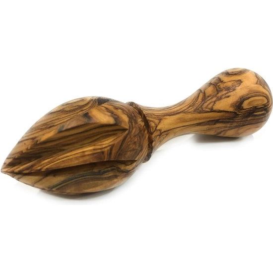 Citroenpers, handgemaakt, gemaakt van massief olijfhout, unieke nerf