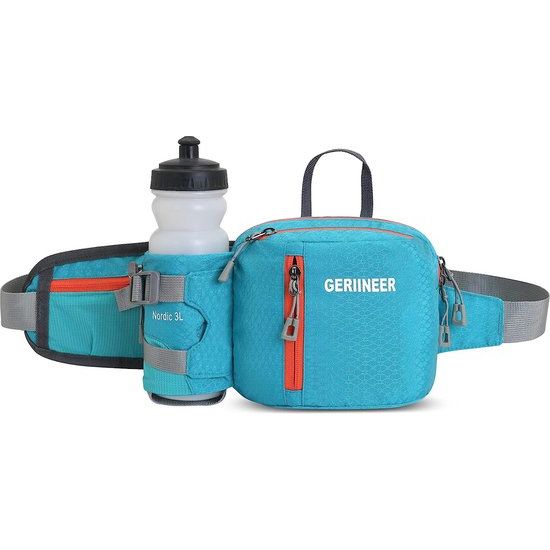 Waterdichte hoeden, mutsen met flessenhouder, voor dames in heren, geschikt voor irriterende stoffen, sport, hardlopen en alle buitenactiviteiten, luiken voor dames in heren, blauw, 29cm*18cm*3.5cm