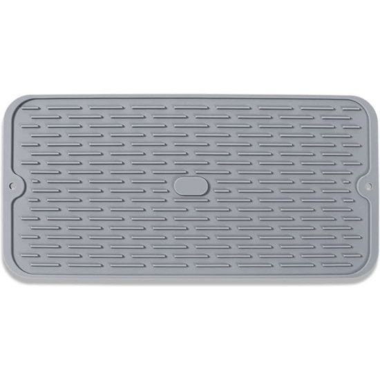 afdruipmat, silicone, milieuvriendelijk, antislip en gemakkelijk te reinigen, vaatwasmachinebestendig, afdruipmat, servies voor gebruik in de keuken, grijs, 40 x 18 cm