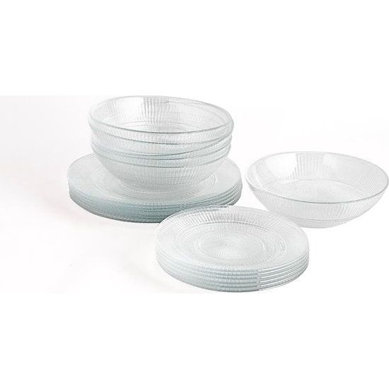 Compleet servies voor 6 personen, 18 bestek, 24 delig, Amefa, opaalglas, uniek, standaard