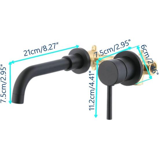 moderne badkamerkraan wandmontage mat zwart 360° draaibare uitloop badkranen voor muur 2-gats montage kraan met enkele handgreep messing Leekayer