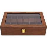 Houten horlogebox voor 12 horloges, houten horlogekast, met glazen venster, cadeau voor heren en dames