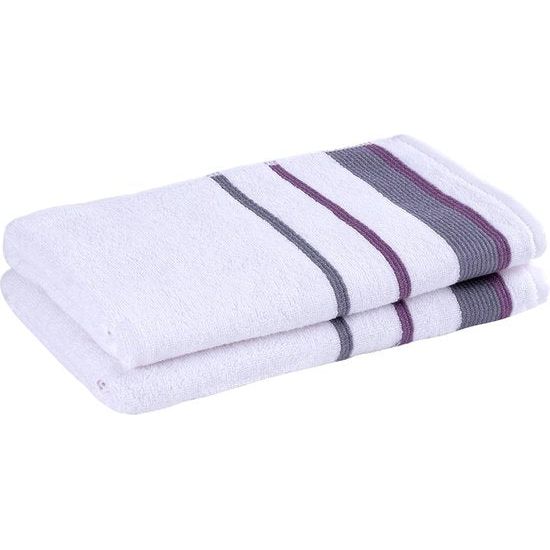 Serenity - Biologisch katoen 2 stuks decoratieve badhanddoek set - hoogwaardig, licht, zacht en absorberend, Oeko-Tex Made in Green & GOTS gecertificeerd - 2 badhanddoeken - paars