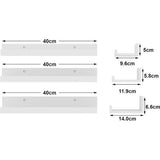 40 cm lang wandrek, wit, zwevend rek, fotolijst voor woonkamer, keuken, kinderkamer, werkkamer of slaapkamer, 3 stuks met verschillende maten