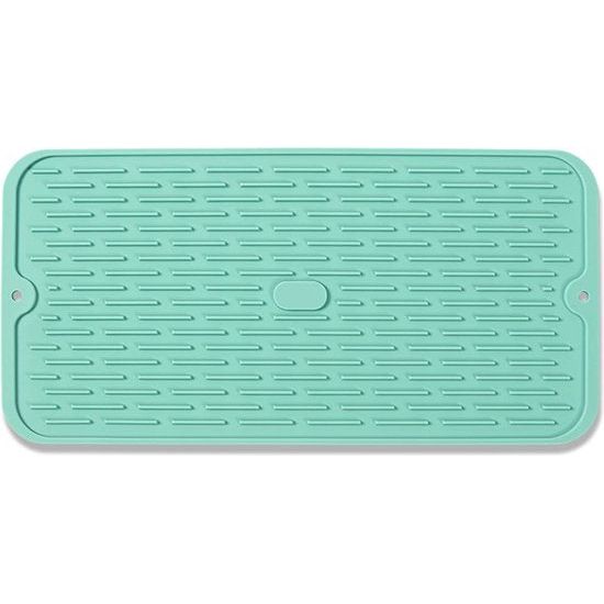 Afdruipmat, afdruipmat, siliconen, milieuvriendelijk, antislip en gemakkelijk te reinigen, vaatwasmachinebestendig, afdruipmat, servies voor gebruik in de keuken (groen-40 x 18 cm)