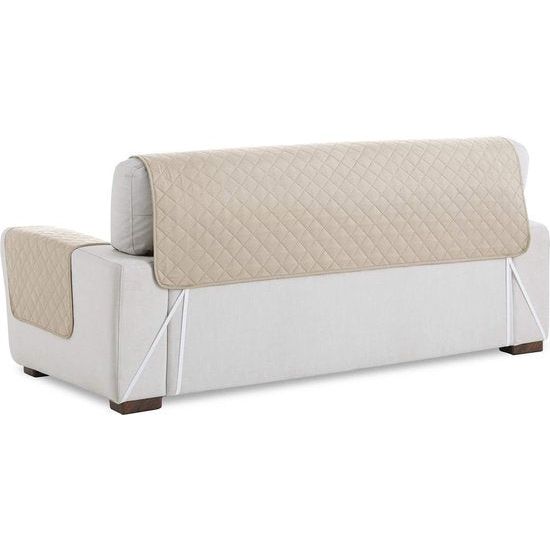 Fauteuilbeschermer 1-zits - omkeerbaar gevoerde bankbescherming. Kleur ivoor