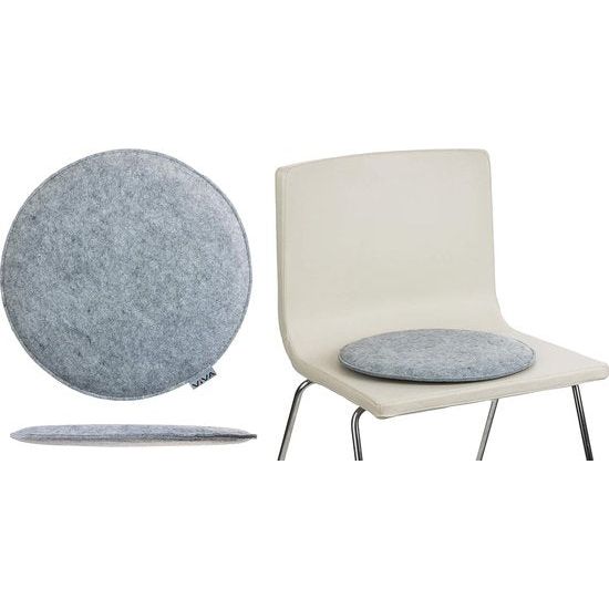 Zitkussen, vilt, rond, stoelkussen, zitkussen, gewatteerd, 35 cm, 6-delige voordeelverpakking, lichtgrijs Zitkussen, vilt, rond, stoelkussen, zitkussen, gewatteerd, 35 cm, 6-delige voordeelverpakking, lichtgrijs