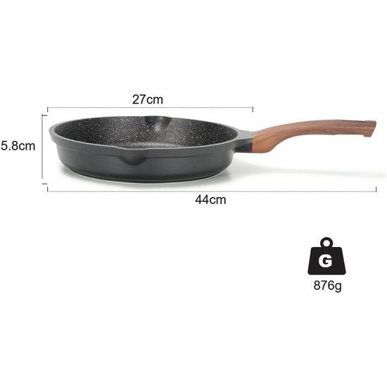 Antiaanbakpan, braadpan, gecoat 24 cm, graniet pannen non-stick frying pan, gecoate pan voor gasfornuis, inductie