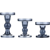3 stuks kristalheldere kandelaars in verschillende afmetingen, elegante tafeldecoratie, theelichthouder voor romantisch diner, bruiloft, Kerstmis, verjaardag, blauw