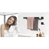 Towel Holder No Drilling Pack of 2 Towel Holder Black Towel Holder Bathroom Guest Towel Holder 40 cm Towel Holder Wall Matt Stainless Steel Bath Towel Holder with 2 Hooks