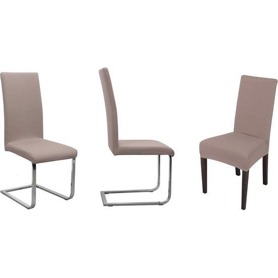 Set van 4 jersey stoelhoezen, elastische stretchhoezen, katoen, bi-elastisch, kleuren naar keuze (taupebruin)