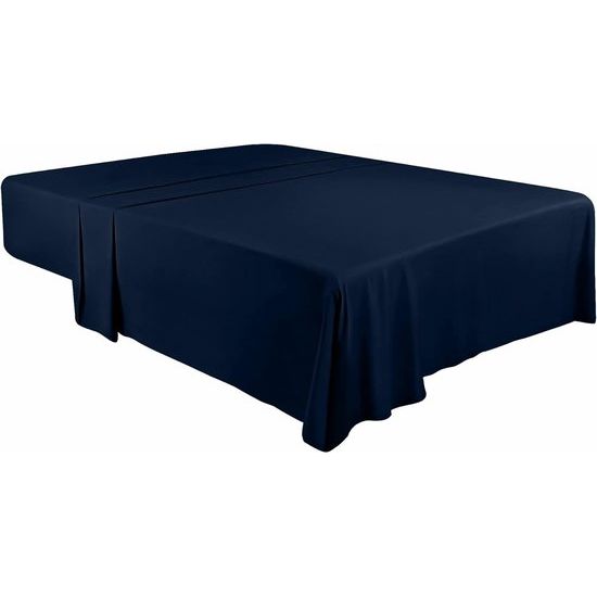 Bedlaken zonder elastiek, laken 225 x 255 cm, laken van zacht geborstelde microvezel, 135 x 190 cm, marineblauw Vertaling: Hoeslaken zonder elastiek, laken 225 x 255 cm, laken van zacht geborstelde microvezel, 135 x 190 cm, marineblauw.