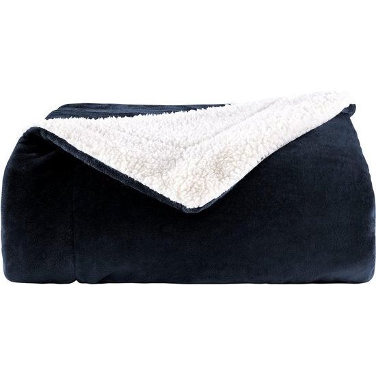 Sherpa knuffeldeken, pluizige hoogwaardige deken, superzachte fleecedeken als woonkamerdeken, sprei, warme banksprei, marineblauw, 152 x 203 cm