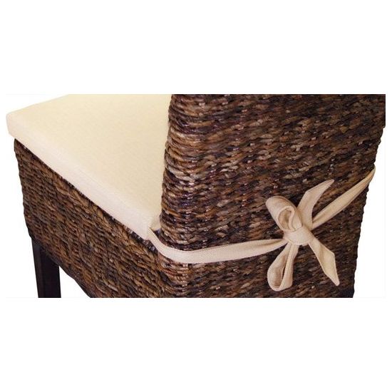 Zitkussen van katoen (natuur) met linten (bijzonder geschikt voor rotanstoelen)
