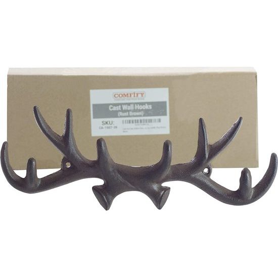 Comfify Vintage Gietijzeren Hert Antlers Wandhaken Antiquise Afwerking Metalen Kledinghangerrek w/Haken | Inclusief Schroeven en Ankers | in Roestbruin |