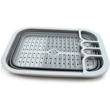 Opvouwbare afdruiprek met afdruiprek, opvouwbare droogrekset, draagbare serviesorganizer, ruimtebesparend keukenopbergvak, grijs, s