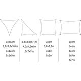 zonnescherm, driehoekig rechthoekig vierkant ademend materiaal beschermt tegen wind, zon en UV-straling, voor tuin, terras en camping, 4x4x4m