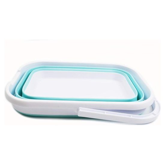 Foldable rectangular, convenient bucket, 12 liters, 1, white/multi-green.