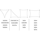 zonnescherm, driehoekig rechthoekig vierkant ademend materiaal beschermt tegen wind, zon en UV-straling, voor tuin, terras en camping