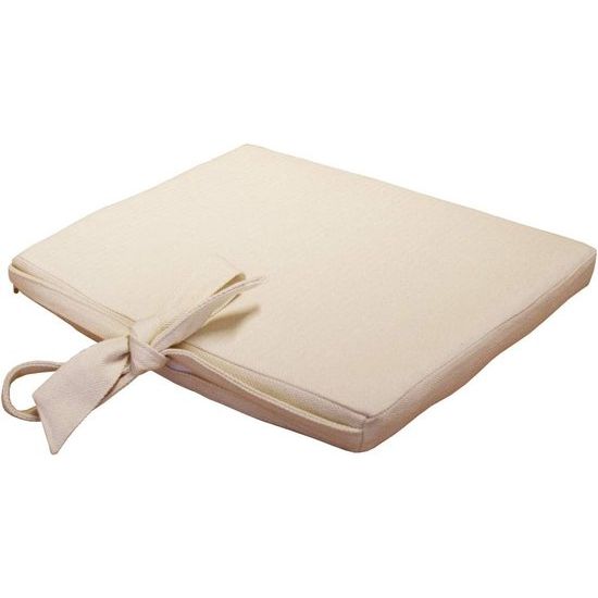 Zitkussen van katoen (natuur) met linten (bijzonder geschikt voor rotanstoelen)