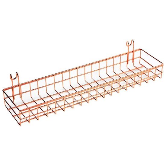 Plank voor Design Metalen wandrooster Plankrooster Fotowand Gebruikt voor roostermand Multifunctionele gaasmand Wanddecoratie Bloempot Plank Display Plankmand 40 x 9 x 8 cm (Rose goud)